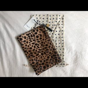 Authentic Clare V. Leopard Flat Haircalf Clutch